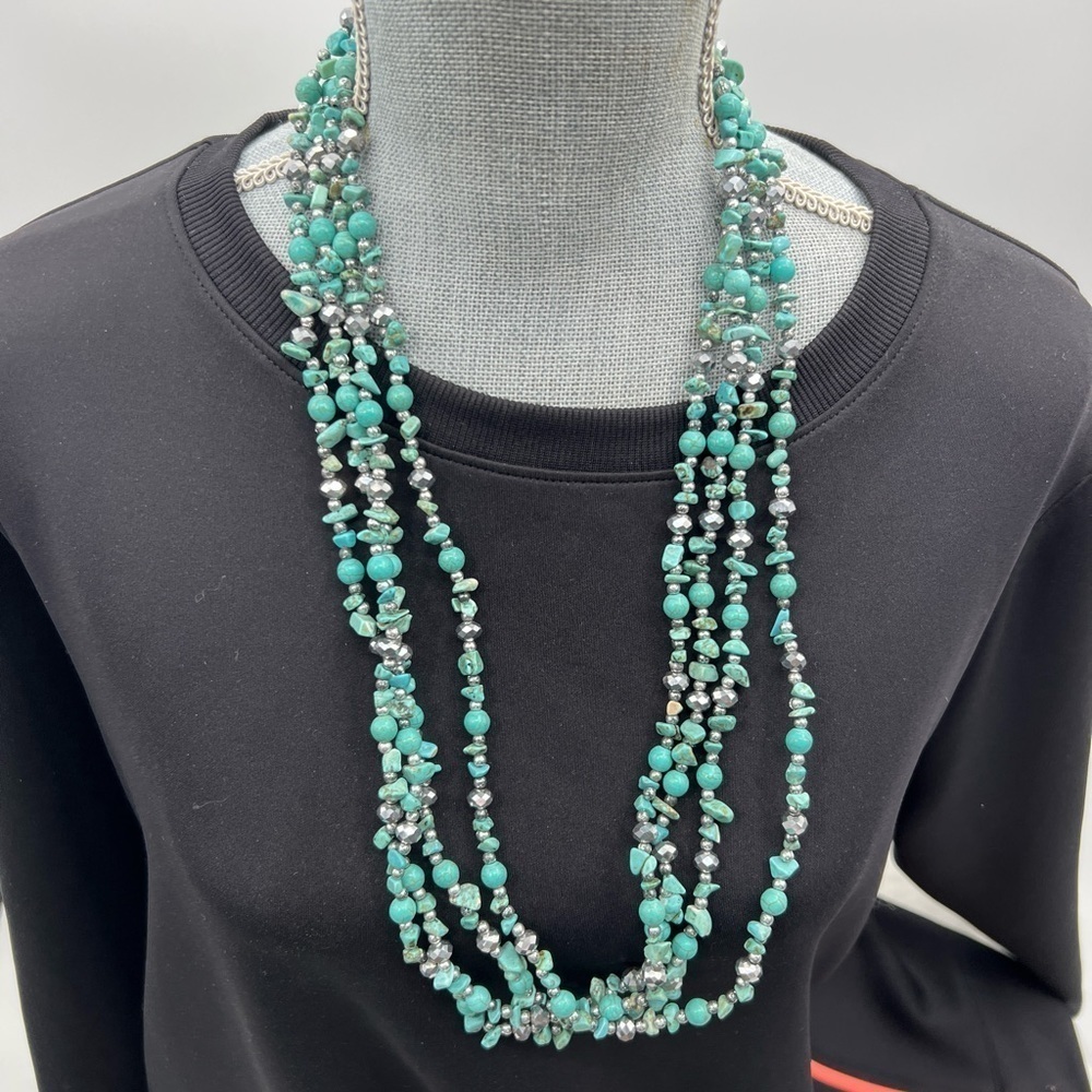 Semi precious gemstones necklace 4 strands